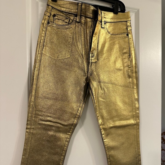 7 for all mankind high waist ankle skinny gold pants 👖 - Picture 3 of 5